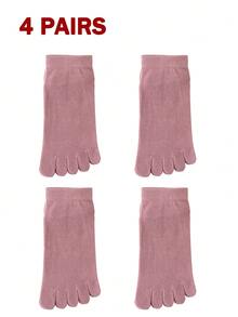 4 Pairs Women's Five Toe Socks - Spring/Autumn/Winter Sports Socks, Thin Pure Cotton Odor-Resistant Anti-Athlete's Foot Mid-Calf Breathable Toe Socks, Toe Separation Design, Breathable, Moisture-Wicking, Suitable For Home And Activities, 6 Colors Available, One Size, Casual Socks | Elegant Sock Design | Comfortable Fit, Fall Socks