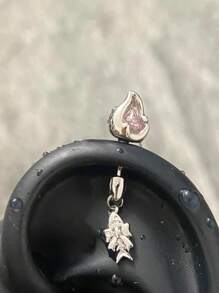 1 Pendiente de diamante rosa, pendiente colgante de conejo, zanahoria, gato y pez, pendiente de diamante de moda y temperamento femenino