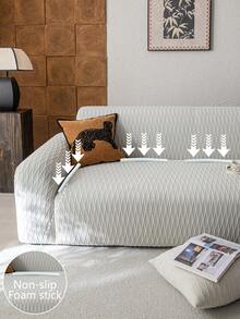 1 tấm vải bọc ghế sofa co giãn Jacquard vải nỉ màu trơn, vừa vặn với ghế sofa 1/2/3/4 chỗ ngồi, thích hợp cho tiệc ngoài trời trong nhà, ngày lễ, thân thiện với vật nuôi, chống bẩn, chống trầy xước, có thể giặt bằng máy, có dây đai chống trượt - Màu Xám nhạt - Xem 9