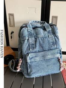 Co.、男女通用、秋冬时尚、复古质感、大容量牛仔背包