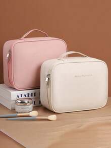 1PC 夏季美妆收纳包多功能化妆品收纳包大容量化妆包便携旅行包旅游配件化妆刷收纳包香水收纳盒防水沙滩包手提包简约 PVC 洗漱包双层化妆包洗漱包