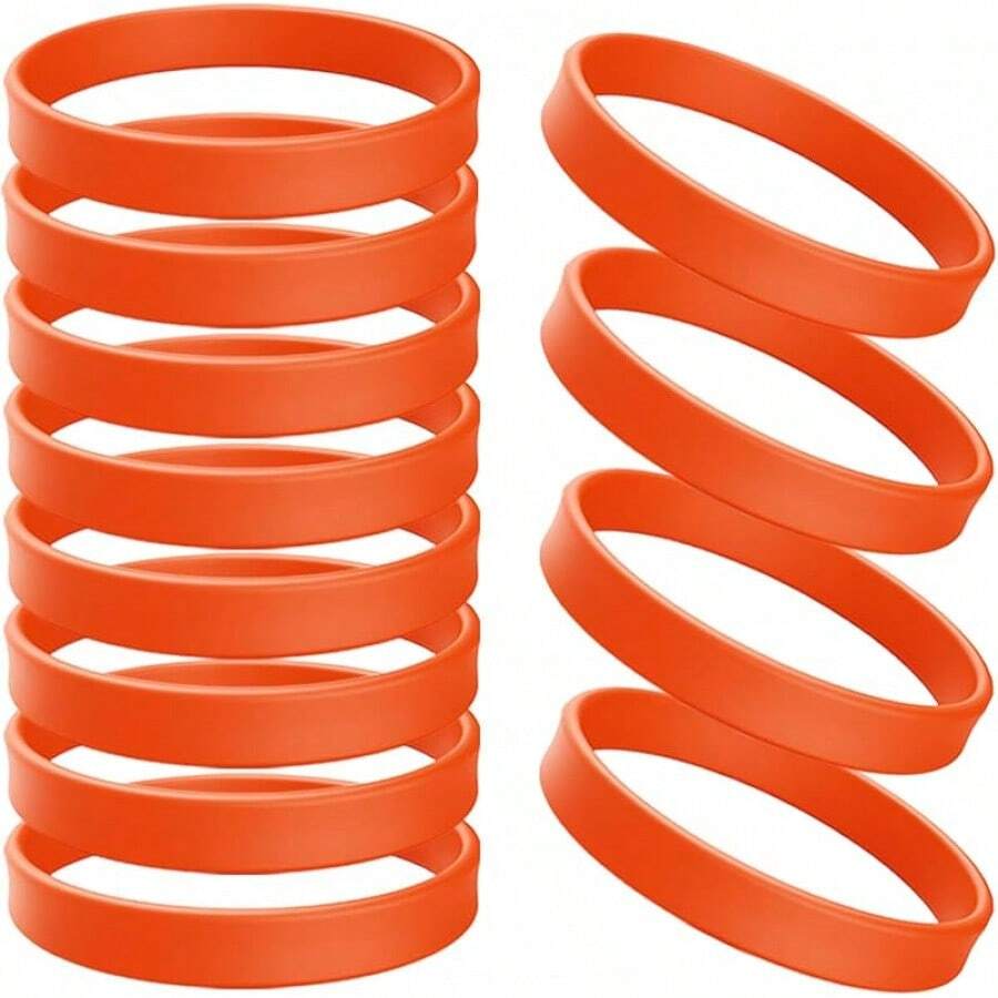 Rubber Bracelets Solid Color Silicone Wristbands Blank Stretch Silicone Wristbands Colorful Rubber Bracelets Women Men Gifts - 橘色 - 查看 1