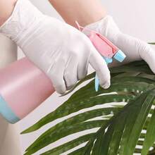 100pcs Disposable Nitrile Gloves (White) Latex-Free, Super Durable Multi-Purpose Securely Bagged For Damage-Free Transport Ideal For Kitchen, Tattoo, Hair Dyeing, Pet Care, Beauty Home Cleaning(Prevent Damage By Bagging)