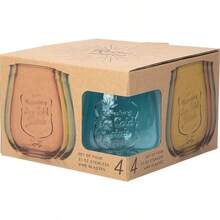 Glaver's Drinking Glasses – Set Of 4 Authentic Mason Vintage Glassware – Clear Glass Tumblers For Cocktails, Water, Juice – Embossed Vintage Drinking Glasses (Highball 18 Oz 7983) - 彩色 - 查看 4