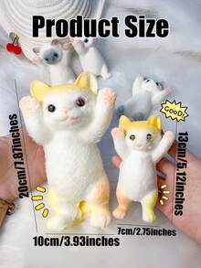 1/8个可爱硅胶仿真猫咪，粘性减压玩具，可爱小饰品，软萌捏捏乐玩具，可注入泡泡，便携旅行手指捏捏乐玩具，柔软可爱 - 彩色 - 查看 3