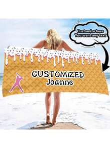 1pc Customizable Oversized Waffle Printed Beach Towel - Soft Polyester, Super Absorbent, Durable, Ideal For Beach, Pool, Camping & Travel, Modern Waffle & Baseball Design, Beach Accessory | Customizable Towel | Absorbent Fabric, Beach Blanket Bathroom Decor Summer Beach Essentials
