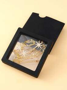 1 pieza Brazalete de mujer brillante y resistente a la decoloración con cadena de dedo con diamantes de imitación, estuche de regalo adecuado para uso diario, fiesta, viaje, regalo - Pulsera de oro + caja de regalo - Ver 5