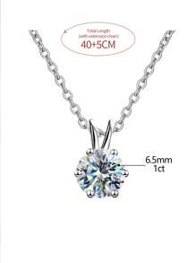 1 pieza Collar de compromiso de mujer de 1 quilate, 6 garras, diseño redondo, color D, diamante de Moissanita, elegante y exquisito, regalo de boda, cumpleaños y aniversario