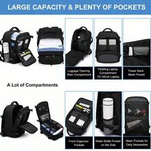 Hand Luggage Backpack 40x20x25, Ryanair Waterproof Hand Luggage Airplane Backpack, 14 Inch Business Laptop Backpack Travel Backpack For Weekender Men Women, Black - màu đen - Xem 6
