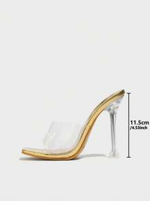 Women's Open Toe Slip-On Transparent High Heel Sandals, Fashionable And Breathable For Summer Season