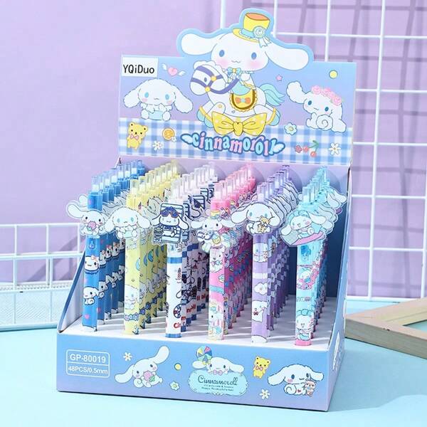 Sanrio 6pcs Sanrio Cute Family Cinnamoroll Fun Writing Ballpoint Pen - Suitable For Campus Writing Signature 0.5mm Neutral Pen (Random Color) - Bag Ballpoint Pen Cute Neutral Pen Student Campus Reward Stationery,School Supplies,Back To School
