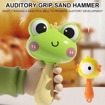 Miniaturas de maracas de bebé con diseños de dibujos animados, juguete musical divertido para bebés de 6 a 12 meses, sonajeros en forma de rana y pato, maracas de bebé con funciones de entrenamiento de agarre y relajación, regalo de cumpleaños para recién nacidos