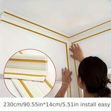 1pc 2.3mx14cm Self-Adhesive Flexible Foam Molded Decoration Foam Wall Edge Strip , Peel And Stick Baseboard Molded Decoration, 3D Decorative Wall Line Floor Wallpaper Borde