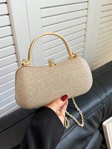 2025 New Style Ladies' Handbag, Dumpling Shape Single Handle Portable Outdoor Chic Shiny Shoulder Bag - Gold - View 2