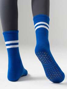 1/5/10双/包 女款随机春秋款双条马卡龙色脚底硅胶带抓地力适合室内瑜伽普拉提拉力健身舞蹈搭配瑜伽裤运动服中筒袜