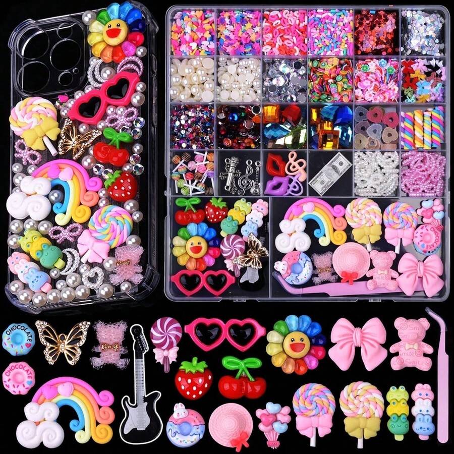 3980 Pcs Junk Case Charms Kit For Phone Case,Slime Craft,Cute Nail Art Charms - A1#樣式 1 - 查看 1