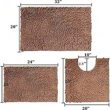 Bathroom Rugs Sets 3 Piece, Extra Soft And Absorbent Chenille Bath Mats And U-Shaped Contour Toilet Rug, Quick Dry, Home Decor Accessories, Bath Mat Set For Bathroom, Tub, Shower, Champagne - Champagne - View 5