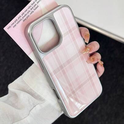 1 chiếc ốp lưng điện thoại mềm mạ bạc đơn giản và cổ điển họa tiết kẻ caro, tương thích với Apple / Series, thanh lịch và ngọt ngào, chống nước, chống sốc, chống rơi vỡ và chống trầy xước.