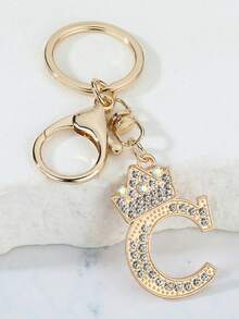 1 件时尚锌合金水钻字母装饰钥匙扣，优雅美观手提包/背包吊坠 - 完美的礼物学校汽车配件可爱哥特 Y2k