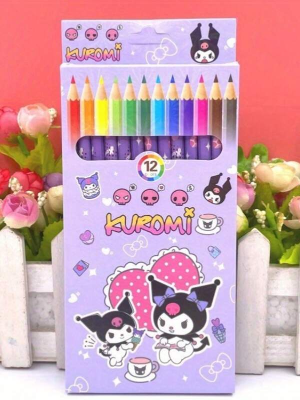 Sanrio طقم قلم رصاص ملون لشخصيات سانريو 12 قطعة - قلم حبر بتصميم ماي ميلو وكورومي وسيمورول وكابيبارا قرطاسية كاواي للمدرسة والفن، هدايا العودة إلى المدرسة