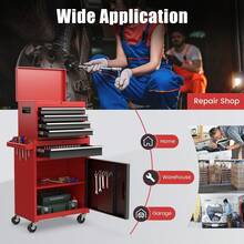 GOFLAME 5-Drawer Rolling Tool Chest High Capacity Tool Storage Cabinet With Lockable Wheel - Rojo - Ver 5