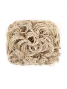 大号玫瑰花蕾发髻发片卷曲盘梳夹式马尾凌乱发髻接发发圈高髻合成易拉伸发髻发片适合女士婚礼派对 - 彩色 - 查看 14