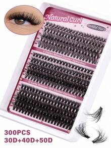 300 Stück Büschel Wimpern D-Locken DIY Wimpernverlängerungs-Set, 10-18mm gemischte Länge schwarze einzelne Wimpern mit Werkzeugesset 30D+40D+50D schwarze D-Locken Wimpernverlängerungs-Bundle mit Kleber und Versiegelung, Entferner, Pinzette, Augenpinsel, Großkapazitäts-Büschel-Falschewimpern+Wimpernkleber inklusive Mascara-Pinsel, Pinzette mit Doppelspitze, Wimpernentfernungscreme für Zuhause und Reise Wimpern-Set, Wimpern, Falsche Wimpern