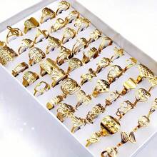 20pcs/Pack Minimalist Cutout Stainless Steel Rings Set For Women, Mixed Styles Hollow Personalized Couple Rings For Party/Daily Wear, Fashion Jewelry Best Gift, Random Shipping - Multicolor - View 3