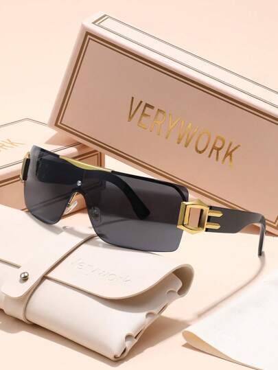 Verywork Verywork 1pc Oversized Shield Frame Street Style Cool Technological Futuristic Superior Quality Popular Brand Design Women Fashion Eyeglasses For Tropical Beach Vacay Street Snap Musical Festival Accessories Ideal Choice For Gift