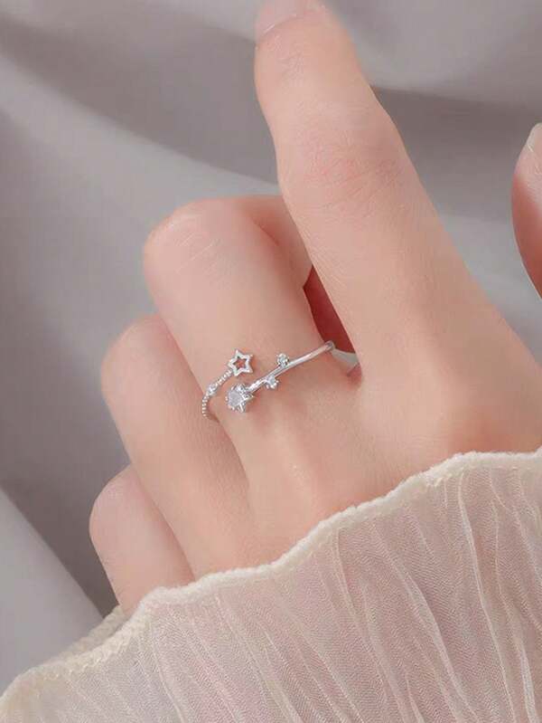 1 Stück modischer, zarter Stern-förmiger Strass-Schmuck Ring mit verstellbarer Öffnung