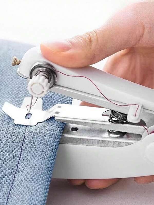 Juego de 14 artículos gratis/ 1 máquina de coser portátil manual pequeña y fácil de usar, costurera portátil para el hogar, color blanco - 1 pieza, sastre pequeño