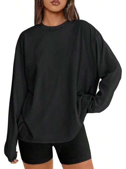 Queen Womens Oversized Long Sleeve T Shirts 2025 Basic Crewneck Tee Fall Tops Casual Workout Y2K Clothes