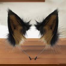 Faux Fur Wolf Fox Ears Headband Furry Animal Ears Hair Hoop Cosplay Headwear Halloween Christmas Party Headpiece - màu nâu - Xem 3