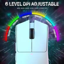 Souris de jeu sans fil ultra-légère de 59 g avec ruban antidérapant, dock de chargement RVB, capteur PixArt PAW3311, connexion sans fil BT/2,4 GHz et filaire, 22 000 PPP, 5 boutons programmables pour PC