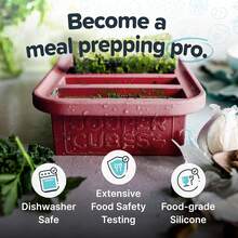 1/2 Cup Silicone Freezer Mold - Silicone Soup Freezer Tray With Lids For Freezing Food, Salsa, Broth, Baby Food And More - Silicone Freezer Tray With Lid - Cranberry – 1-Pack - 彩色 - 查看 5