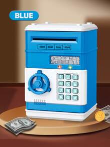 Hucha eléctrica de gran capacidad tipo Hucha ATM con función de desenrollado automático, desbloqueo con contraseña, con luz y sonido, caja para guardar monedas como juguete para niños y niñas, incluye algunos accesorios aleatorios - No incluye baterías regulares