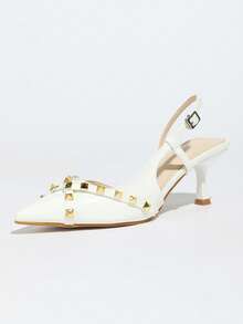 女士夏季新款后跟铆钉优雅百搭高跟凉拖鞋