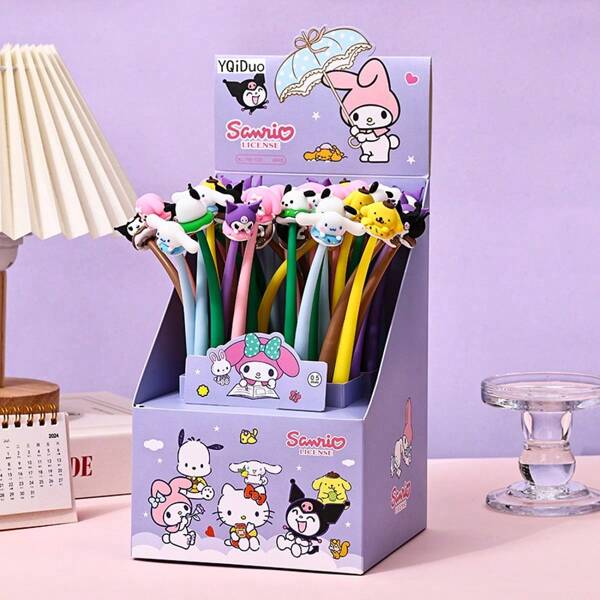 Sanrio 12pcs Sanrio Cute Family Melody Fun Writing Ballpoint Pen - Suitable For Campus Writing Signature 0.5mm Neutral Pen (Random Color) - Bag Ballpoint Pen Cute Neutral Pen Student Campus Reward Stationery,School Supplies,Back To School