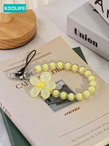 Koolife 1pc Fresh Floral Decoration Macaron Beaded Bracelet, DIY Beads Phone Lanyard, Cute Pendant Suitable For Phone/Wrist/Earphone Decor, Gift For Mother, Family, Friends, Birthday, Festival, Phone Case Accessories