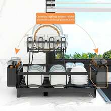 Dish Drying Rack, 2-Tiers Dish Rack Over Sink, Large Stainless Steel Kitchen Dish Drying Rack, Detachable Large Capacity Dish Drainer Organizer