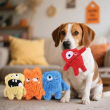 Plush Dog Toy With Monster Design, Featuring Sound Bubble And Crinkle Paper For Interactive Play, Suitable For Indoor And Outdoor Use, Pet Dental Chew Toy, Monster-Themed Gift For Dogs & Cats For Halloween And Christmas
