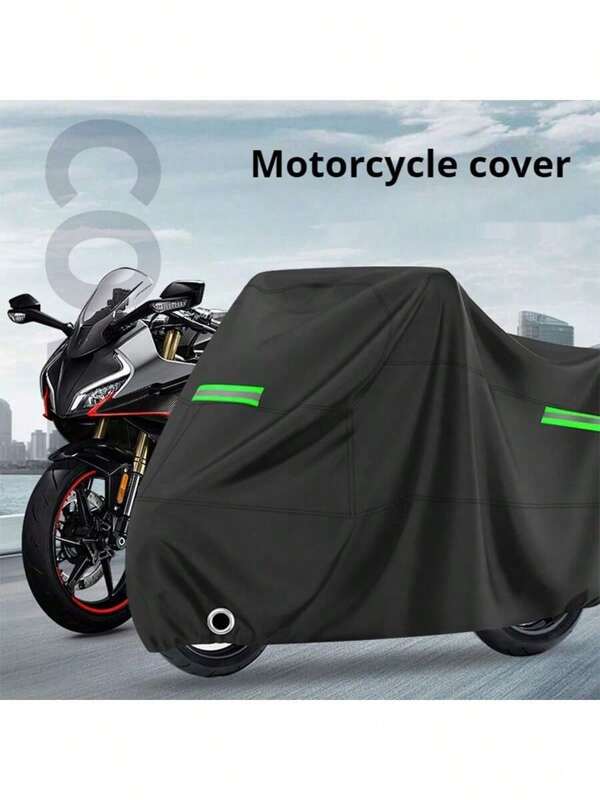Motorcycle Cover, Full Vehicle Dust-Proof, Waterproof, Sunproof Protection With Neon Green Stripes, Suitable For Electric Vehicles, Motorcycles, Bicycles