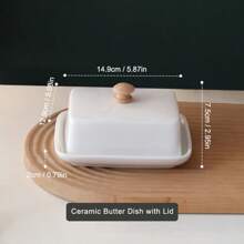 1 Set Ceramic Butter Dish With Lid, Suitable For Baking, Cheese & Butter Storage, Kitchen Accessories, Great For Gifting
