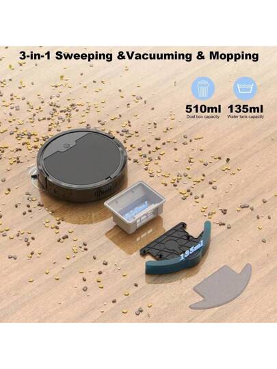 Ho hold Robot Stofzuiger Cleaner, APP Controlled, Slimme Cleaning Robot, Automatic Route Planning, Efficient Dust Removal, Strong Suction, Multi Functional Hardwood Floors, Carpets More, Easy Home Cleaning. view 7