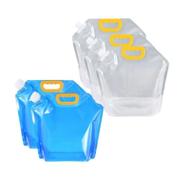 5 Packs Ultra-Lightweight Collapsible Water Container Bag, Camping Accessories, Camping Water Bag,5L/1.3 GallonEmergency Water Jug, Outdoor Premium Foldable Plastic Storage Bag, Freezable Carrier Tank For Camping, RV & Disaster Prep