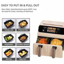 2pcs Air Fryer Silicone Liners, Rectangular Reusable Air Fryer Silicone Baking Mat/Tray, Non-Stick & Easy To Clean - Black - View 8