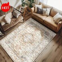 [1pc] Modern Minimalist Abstract Area Rug, High-Low Texture Bohemian Design, Lightweight, Non-Slip, Washable, Suitable For Bedroom, Living Room, Hallway, Entryway, Home Decor. Material: Crystal Velvet, 850g/㎡ Density, Dotted Backing, 5mm Thickness Entryway Decor Bathroom Kitchen Decor - Multicolor - View 18