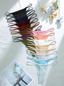 Set de 16 piezas Bragas tipo tangas de colores multicolor estriadas para mujeres - Multicolor - Ver 3