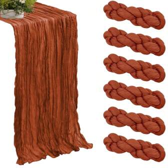 1Pack/6packs Cheesecloth Table Runner - 10ft Terracotta Boho Gauze Cheese Cloth Table Runner For Baby Shower Decoration Wedding Party Garden Farmhouse Table Runners