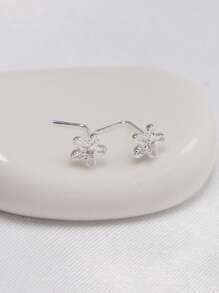 1pc L Shaped Nose Stud 24G Clear CZNose Piercing Jewelry 925 Sterling Silver Nose Ring For Women Men